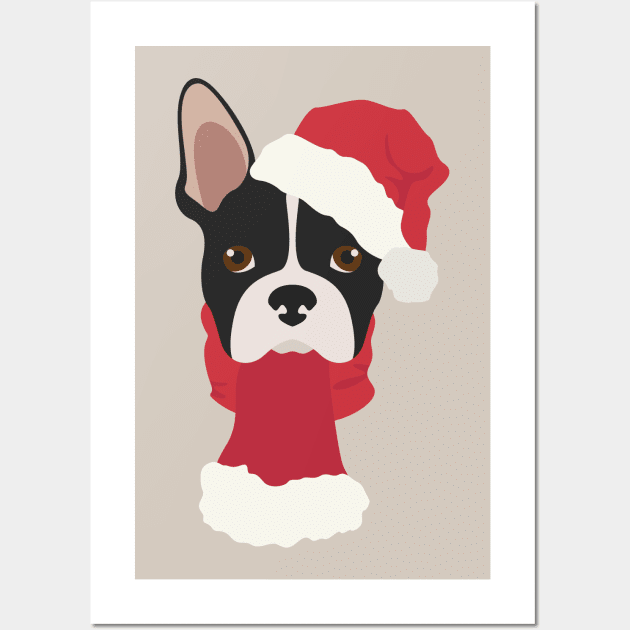 Boston Terrier Christmas Dog Wall Art by JunkyDotCom